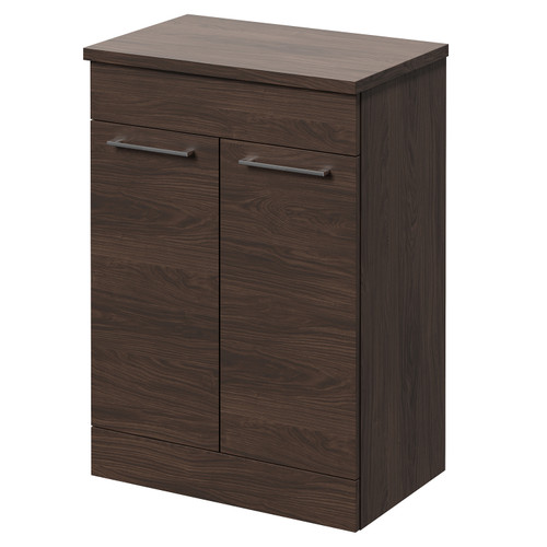 Napoli 390 Brown Oak 600mm 2 Door Vanity Unit for Countertop Basins Right Hand View