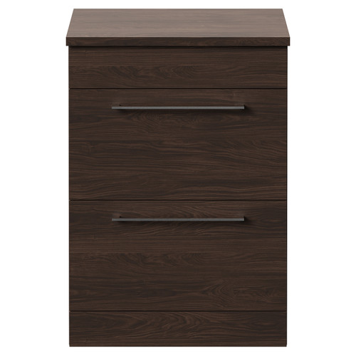 Napoli 390 Brown Oak 600mm 2 Drawer Vanity Unit for Countertop Basins Front View