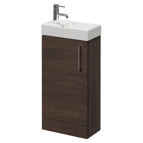 Napoli Cube Brown Oak 400mm Single Door Vanity Unit with Align Basin Right Hand View