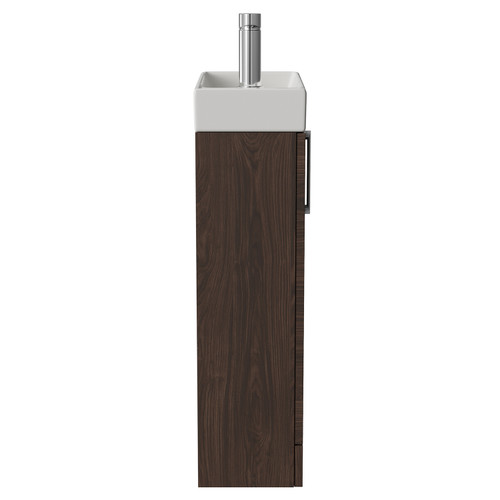 Napoli Cube Brown Oak 400mm Single Door Vanity Unit with Align Basin Side View