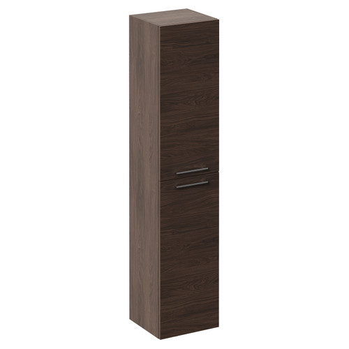 Napoli Brown Oak 350mm x 1600mm Wall Mounted 2 Door Storage Unit Left Hand View