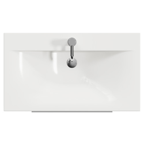 Napoli 460 Brown Oak 800mm Wall Mounted 2 Drawer Vanity Unit with Glide Basin Top View