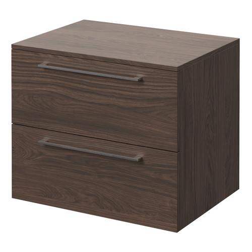 Napoli 460 Brown Oak 600mm Wall Mounted 2 Drawer Vanity Unit for Countertop Basins Right Hand View