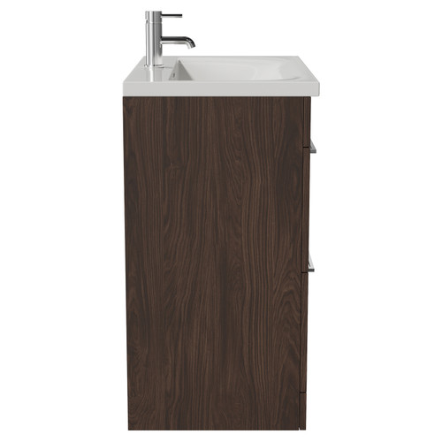 Napoli 460 Brown Oak 800mm 2 Drawer Vanity Unit with Glide Basin Side View