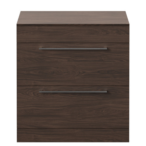 Napoli 460 Brown Oak 800mm 2 Drawer Vanity Unit for Countertop Basins Front View