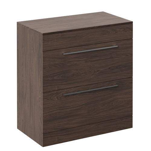 Napoli 460 Brown Oak 800mm 2 Drawer Vanity Unit for Countertop Basins Left Hand View
