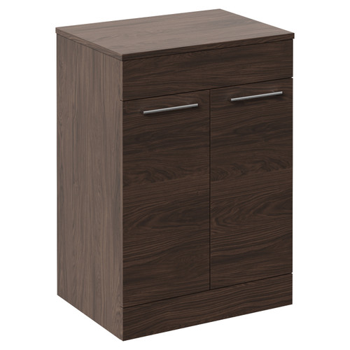 Napoli 460 Brown Oak 600mm 2 Door Vanity Unit for Countertop Basins Left Hand View
