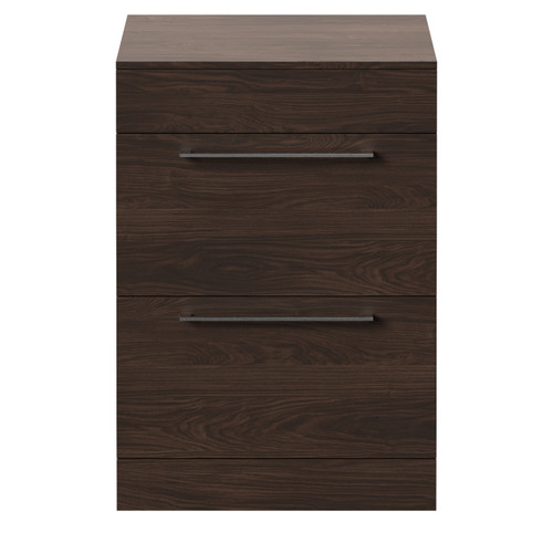 Napoli 460 Brown Oak 600mm 2 Drawer Vanity Unit for Countertop Basins Front View