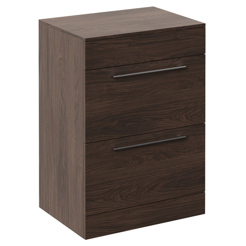 Napoli 460 Brown Oak 600mm 2 Drawer Vanity Unit for Countertop Basins Left Hand View