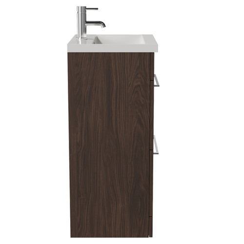 Napoli 390 Brown Oak 500mm 2 Drawer Vanity Unit with Glide Basin Side View