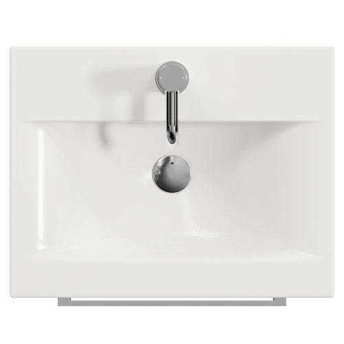 Napoli 390 Brown Oak 500mm Wall Mounted Single Drawer Vanity Unit with Glide Basin Top View