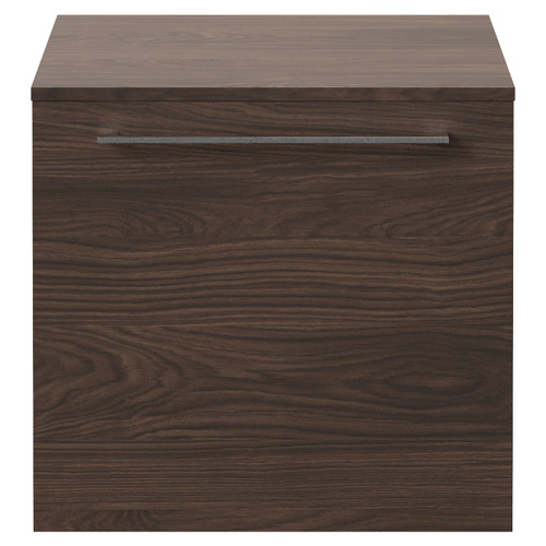 Napoli 390 Brown Oak 500mm Wall Mounted Single Drawer Vanity Unit for Countertop Basins Front View