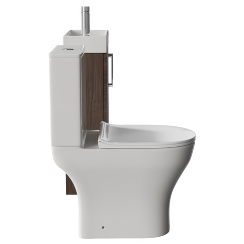 Napoli Cube Brown Oak 400mm Single Door Vanity Unit and Jubilee Toilet Suite with Align Basin Side View
