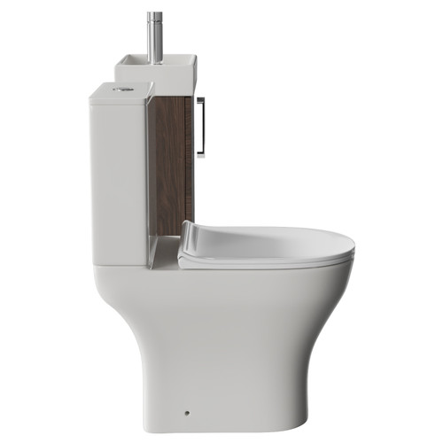 Napoli Cube Brown Oak 400mm Single Door Wall Mounted Vanity Unit and Jubilee Toilet Suite with Align Basin Side View