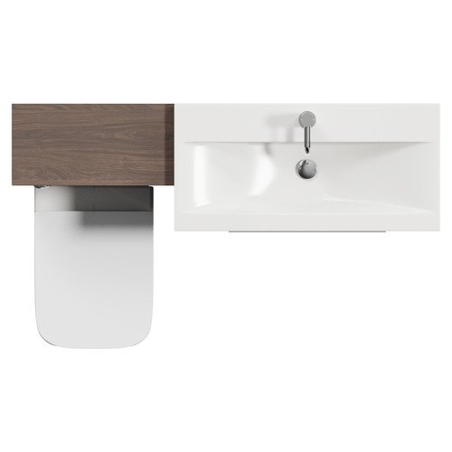 Napoli 390 Brown Oak 1300mm 2 Drawer Vanity Unit Toilet Suite with Glide Basin Top View