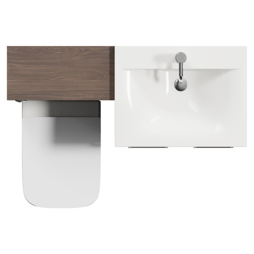Napoli 460 Brown Oak 1100mm 2 Door Vanity Unit Toilet Suite with Glide Basin Top View