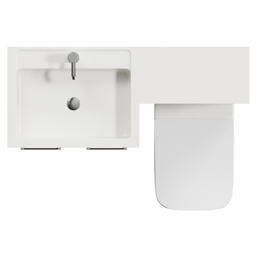 Napoli 460 Brown Oak 1100mm 2 Door Vanity Unit Toilet Suite with Left Hand Square Lucia Basin Top View