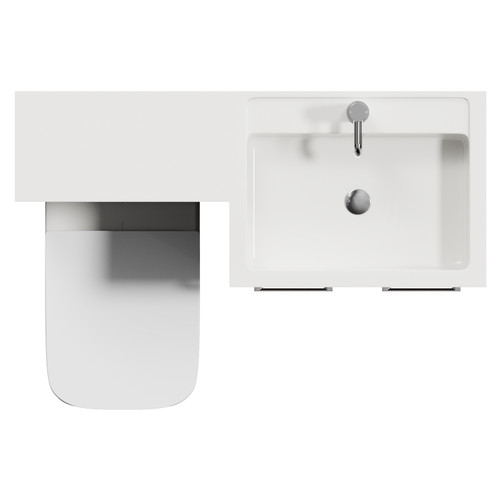 Napoli 460 Brown Oak 1100mm 2 Door Vanity Unit Toilet Suite with Right Hand Square Lucia Basin Top View