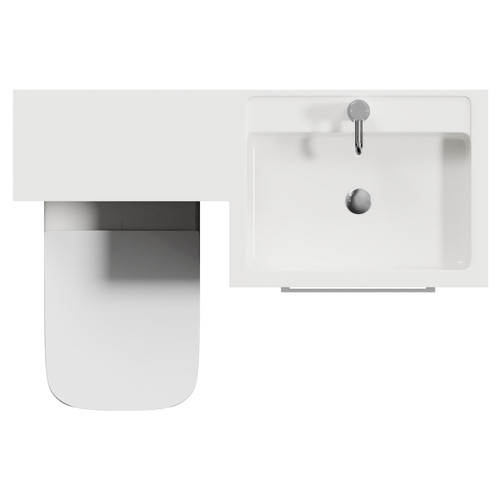 Napoli 460 Brown Oak 1100mm 2 Drawer Vanity Unit Toilet Suite with Right Hand Square Lucia Basin Top View