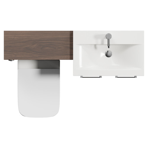 Napoli 390 Cento Brown Oak 1200mm 2 Door Vanity Unit Toilet Suite with Glide Basin Top View