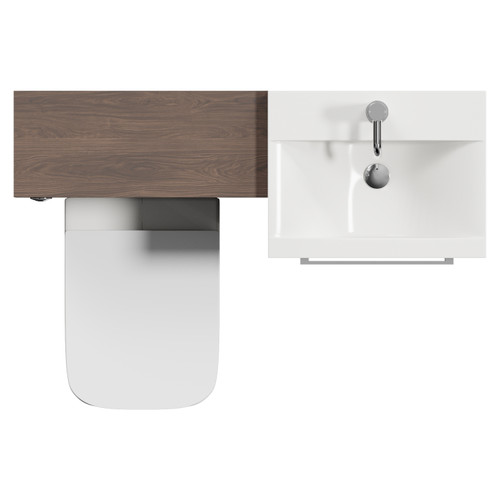 Napoli 390 Cento Brown Oak 1100mm 2 Drawer Vanity Unit Toilet Suite with Glide Basin Top View
