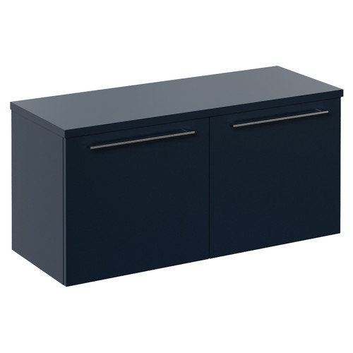 Napoli 390 Deep Blue 1000mm Wall Mounted 2 Drawer Vanity Unit for Countertop Basins Left Hand View