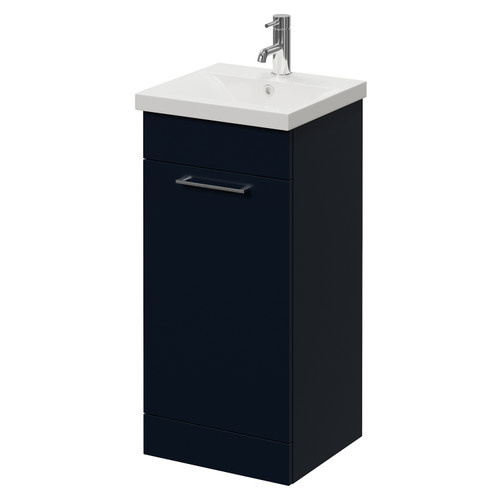 Napoli 390 Deep Blue 400mm Single Door Vanity Unit with Glide Basin Right Hand View