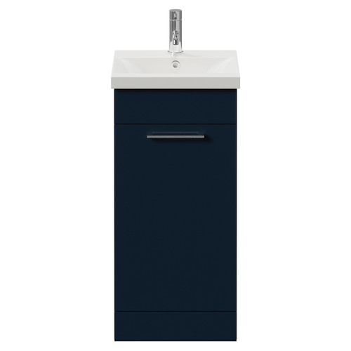 Napoli 390 Deep Blue 400mm Single Door Vanity Unit with Glide Basin Front View