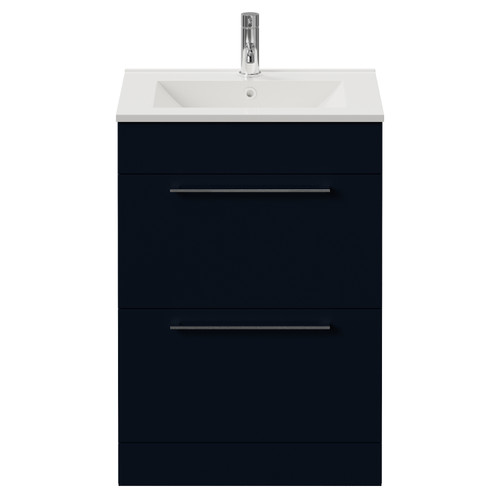 Napoli 460 Deep Blue 600mm 2 Drawer Vanity Unit with Angel Basin Front View