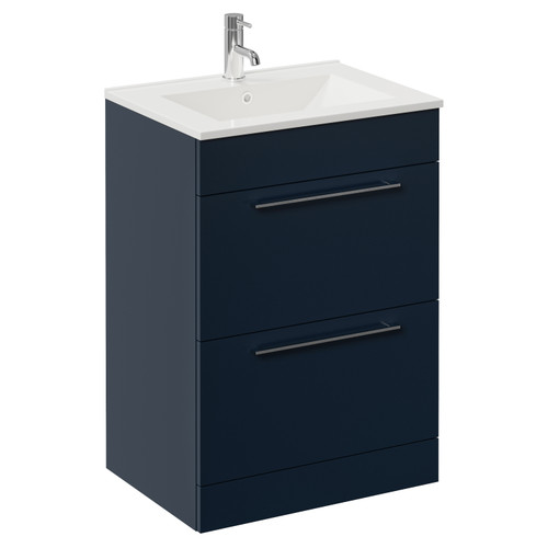 Napoli 460 Deep Blue 600mm 2 Drawer Vanity Unit with Angel Basin Left Hand View