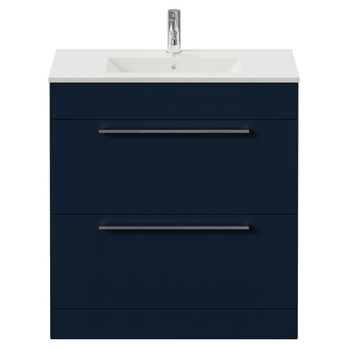 Napoli 390 Deep Blue 800mm 2 Drawer Vanity Unit with Angel Basin Front View