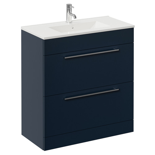 Napoli 390 Deep Blue 800mm 2 Drawer Vanity Unit with Angel Basin Left Hand View