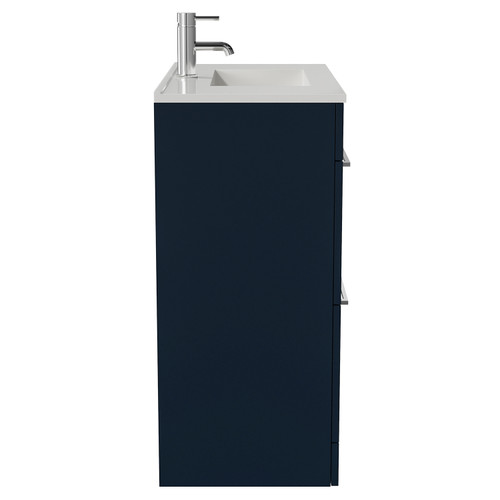 Napoli 390 Deep Blue 800mm 2 Drawer Vanity Unit with Angel Basin Side View
