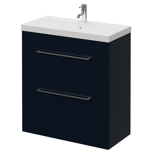 Napoli 390 Deep Blue 800mm 2 Drawer Vanity Unit with Rimini Basin Right Hand View