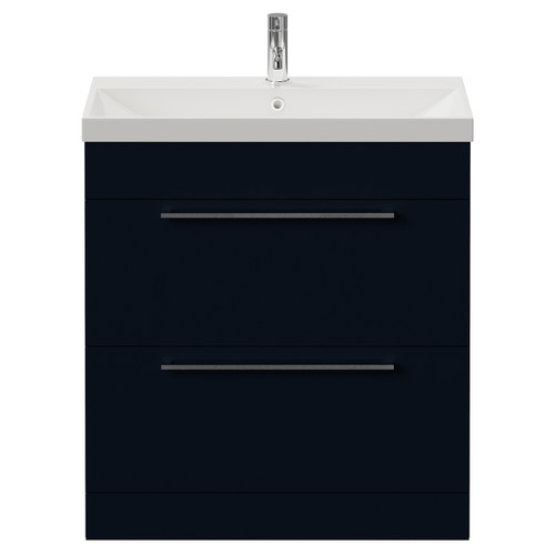 Napoli 390 Deep Blue 800mm 2 Drawer Vanity Unit with Rimini Basin Front View