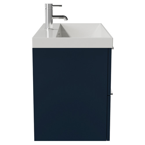 Napoli 390 Deep Blue 800mm Wall Mounted 2 Drawer Vanity Unit with Rimini Basin Side View