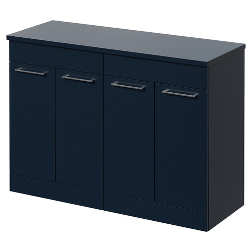 Napoli 460 Deep Blue 1200mm 4 Door Vanity Unit for Countertop Basins Right Hand View
