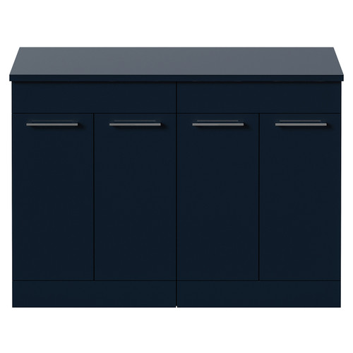 Napoli 460 Deep Blue 1200mm 4 Door Vanity Unit for Countertop Basins Front View