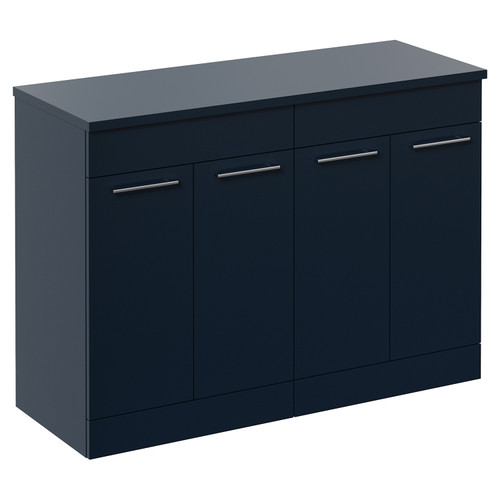 Napoli 460 Deep Blue 1200mm 4 Door Vanity Unit for Countertop Basins Left Hand View