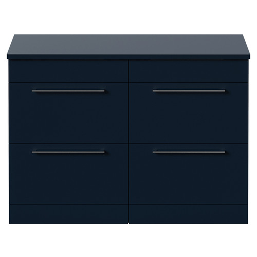 Napoli 460 Deep Blue 1200mm 4 Drawer Vanity Unit for Countertop Basins Front View
