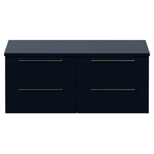 Napoli 460 Deep Blue 1200mm Wall Mounted 4 Drawer Vanity Unit for Countertop Basins Front View
