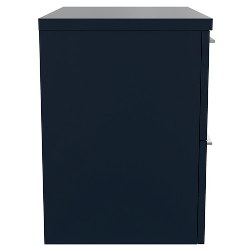 Napoli 390 Deep Blue 600mm Wall Mounted 2 Drawer Vanity Unit for Countertop Basins Side View