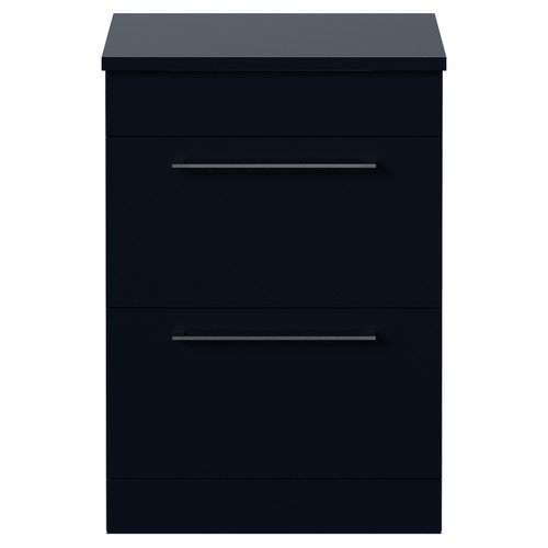 Napoli 390 Deep Blue 600mm 2 Drawer Vanity Unit for Countertop Basins Front View