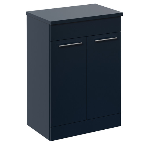 Napoli 390 Deep Blue 600mm 2 Door Vanity Unit for Countertop Basins Left Hand View