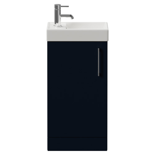 Napoli Cube Deep Blue 400mm Single Door Vanity Unit with Align Basin Front View