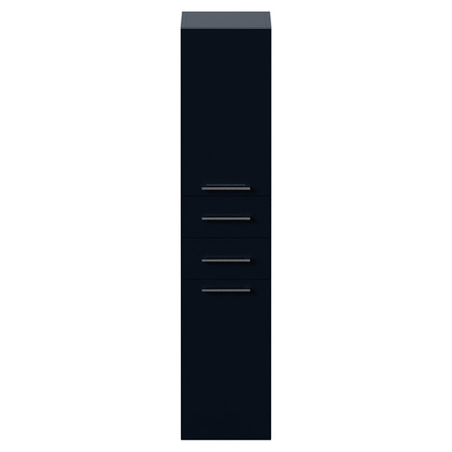 Napoli Deep Blue 350mm x 1600mm Wall Mounted Storage Unit Front View