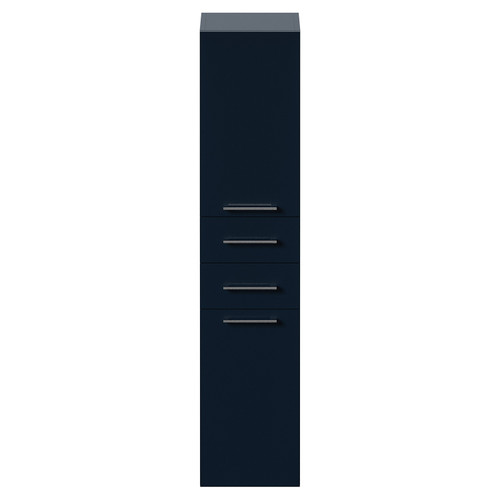 Napoli Deep Blue 350mm x 1600mm Wall Mounted Storage Unit Front View
