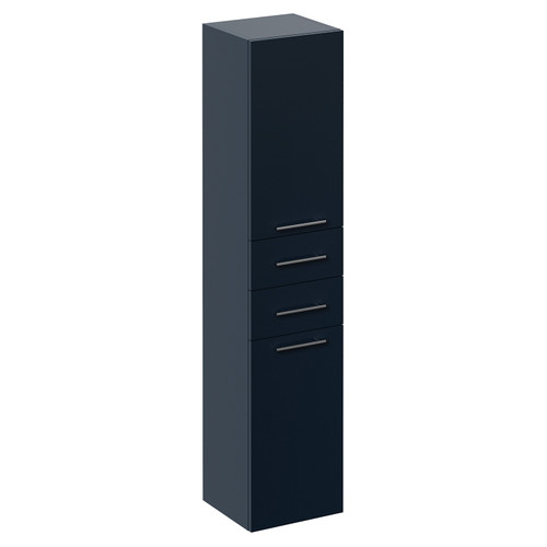 Napoli Deep Blue 350mm x 1600mm Wall Mounted Storage Unit Left Hand View