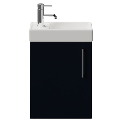 Napoli Cube Deep Blue 400mm Wall Mounted Single Door Vanity Unit with Align Basin Front View