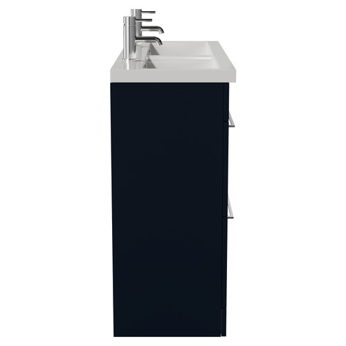 Napoli 390 Deep Blue 1200mm 4 Drawer Vanity Unit with Double Glide Basins Side View